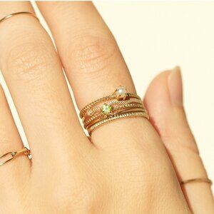 Catbird Little Star Gold Birthstone Ring, Peridot (August), Size 8